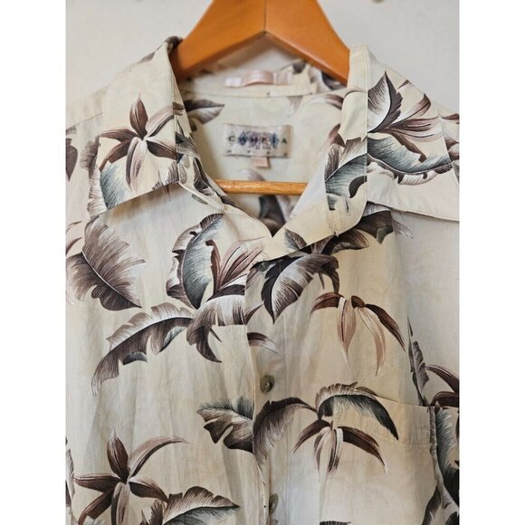 Campia Moda XL Cream Palm Print Hawaiian Shirt – 100% Cotton Island Style - Picture 7 of 11